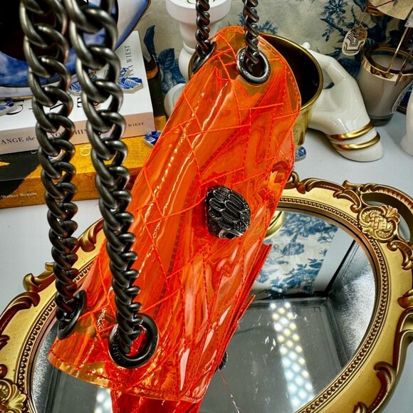 🆕 KURT GEIGER LONDON 🧿 NWOT Mini Kensington Crossbody Bag, Transparent Orange - Picture 3 of 15
